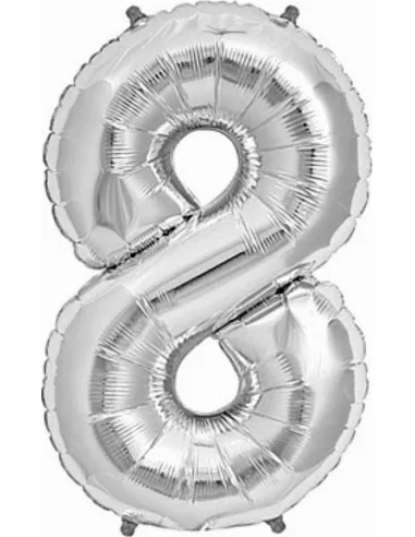 Ballon alu Chiffre 8 argent 87cm