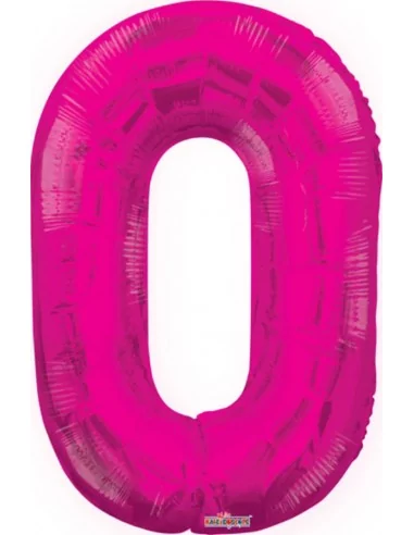 Ballon alu Chiffre 0 fuchsia 87cm