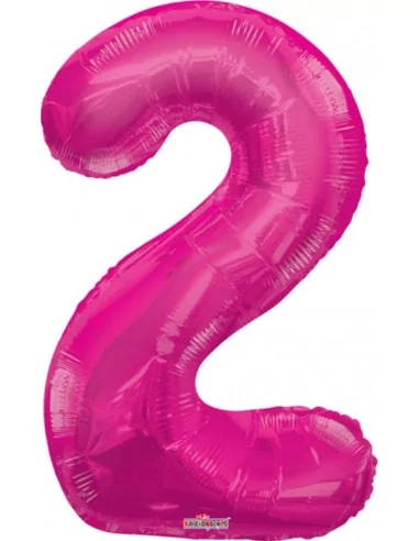 Ballon alu Chiffre 2 fuchsia 87cm