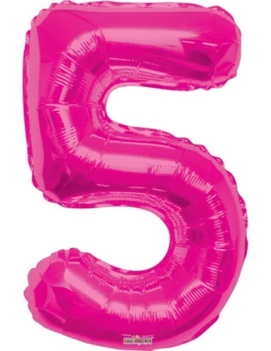 Ballon alu Chiffre 5 fuchsia 87cm