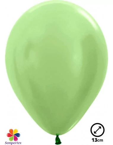 100 Ballons Sempertex Ø 13cm Satin Vert Pomme Nacré