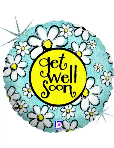 Folienballon Pailletten Denim Daisy Get Well 38cm