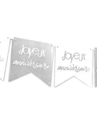 Girlande -Joyeux Anniversaire- silber metallic 300cm