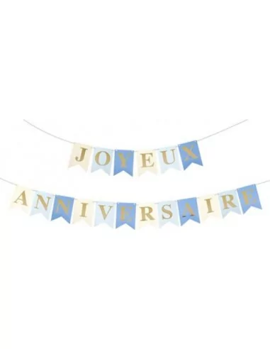 Wimpelgirlande -Joyeux Anniversaire- 450cm Blau Junge