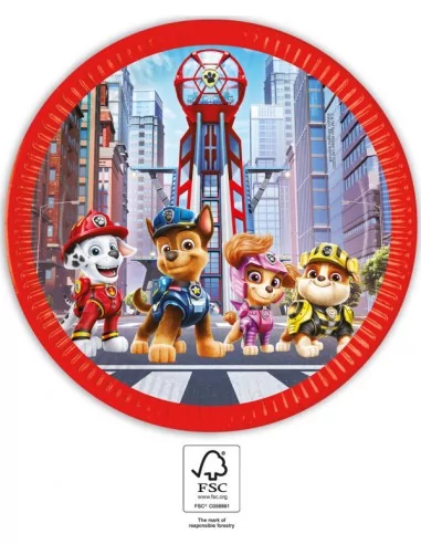 8 Assiettes carton 23cm Paw Patrol