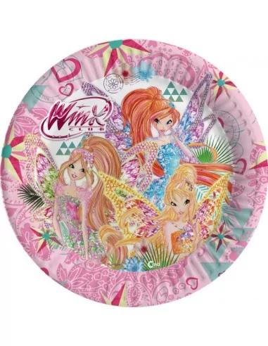 8 Assiettes en carton winx tynix diam.cm. 23