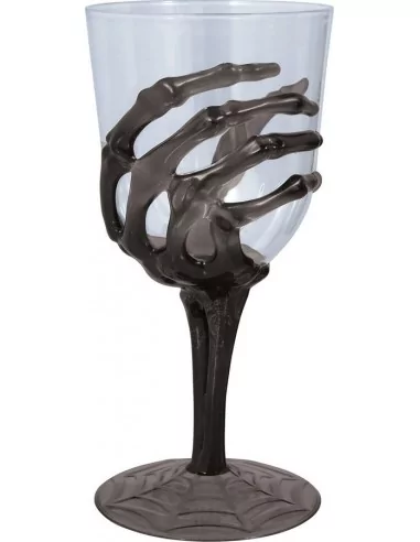 Coupe de vin transp. Main squelette noire 18.5cm