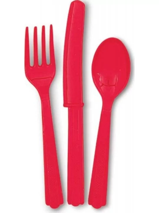 Couverts plastique pour 6 personnes rouge Art de la table