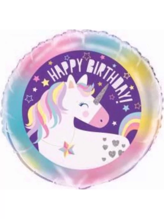 Folienballon 38cm Einhorn -Happy Birthday- Folienballons