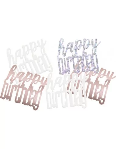 14gr Décofetti -Happy Birthday- rose gold, blanc & irisée