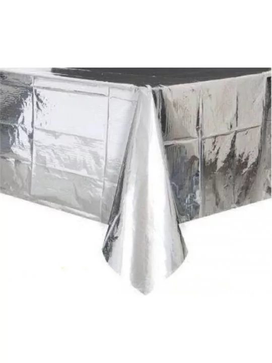 Nappe plastique 137x274cm Argent Métallique Art de la table