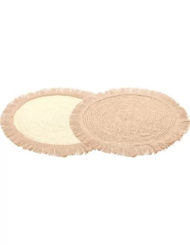 Set de Table Rond Jute Frange Ø38cm - 2 Ass