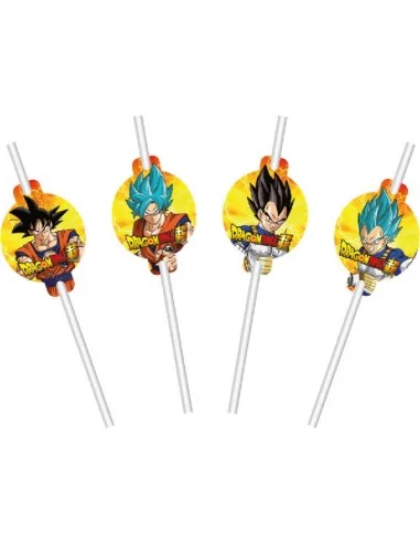 8 Pailles Papier + Medaillons Dragon Ball Z -ﾩ 19.6cm