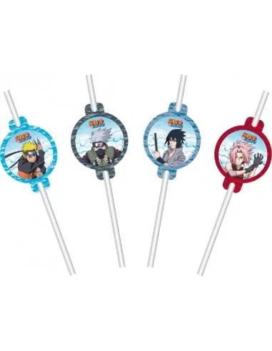 8 Pailles Papier + Medaillons Naruto Shippuden -ﾩ 19.6cm