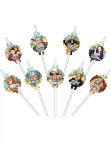 9 Pailles Papier + Medaillons One Piece -ﾩ 19.6cm