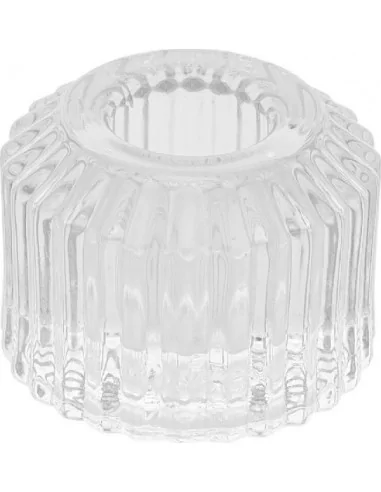 Bougeoir Chandelier Strié Verre Transparent Ø5cmx4cm