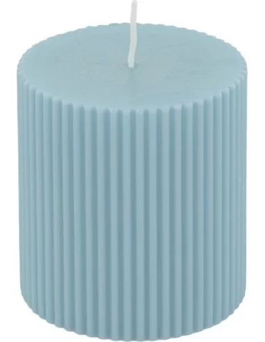 Bougie Cylindrique Cannelées Bleu Pastel Ø7cmx7.5cm