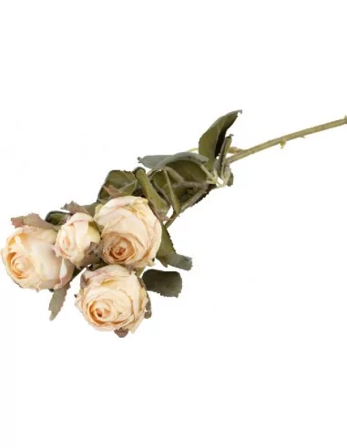 Stab 5 Elfenbeinfarbene Rosen Realistische Wirkung 43cm