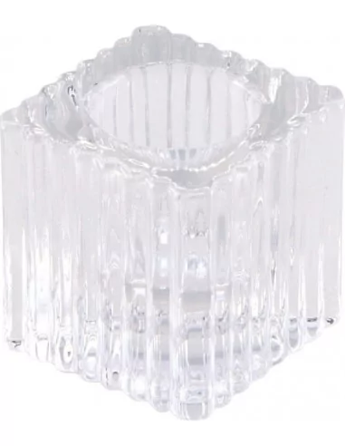 Bougeoir Chandelier Verre Transparent Strie 4cmx4cmx4cm