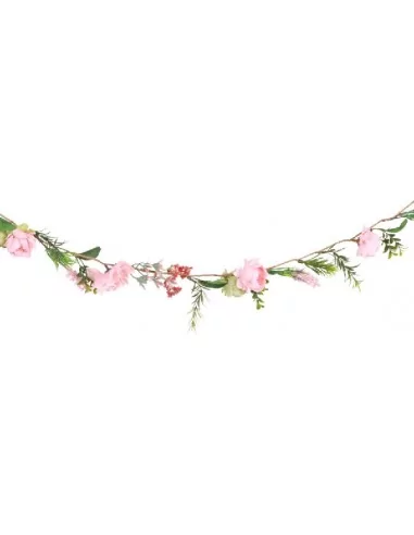 Guirlande Fleurs Rose/vert 120cm