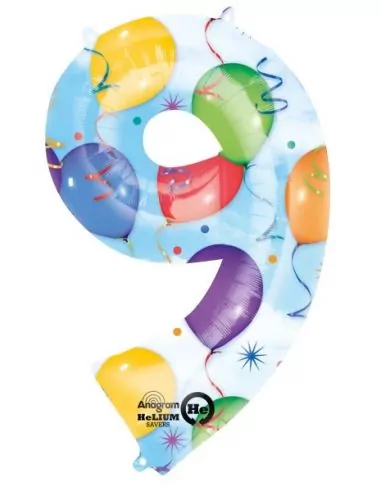 Ballon alu Chiffre 87cm -9- Party Fun