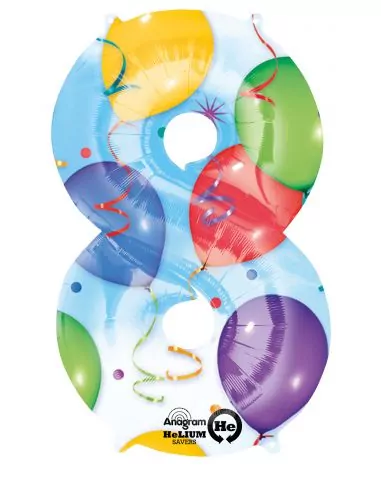 Ballon alu Chiffre 87cm -8- Party Fun