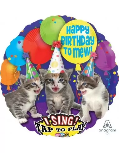 Ballon alu musicale 65cm Chats Happy Birthday