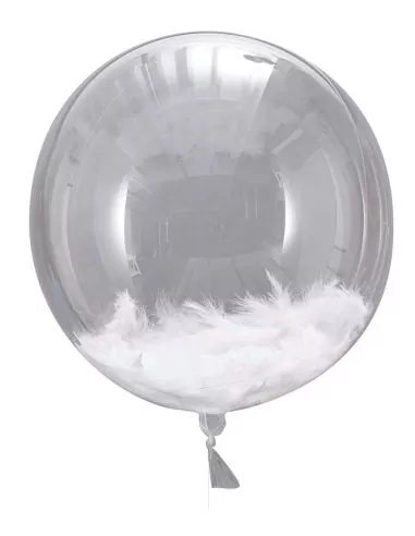 Kit 3 Ballons Orbz 48cm avec plumes blanches