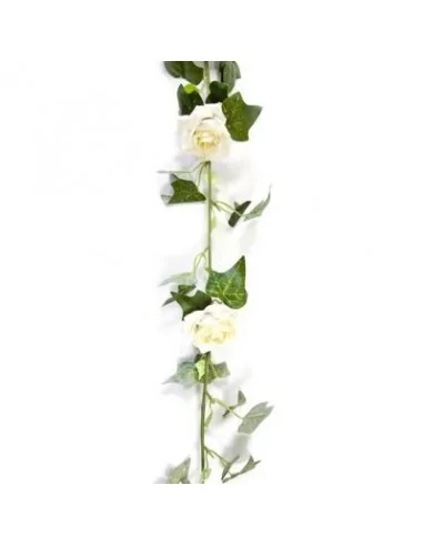 Girlande Rosen mit Efeu weiss/grün 180cm