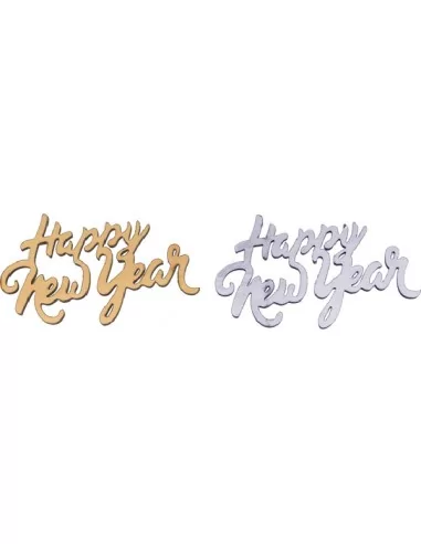 10 Streudeko 6cm -Happy New Year- gold/silber