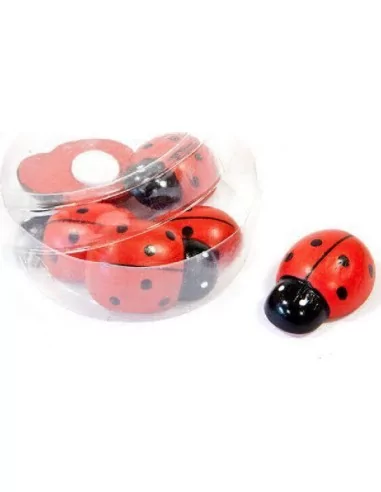 6 Coccinelles en Bois 33mm