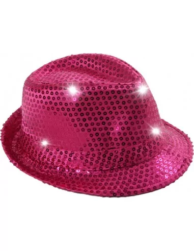 Chapeau Trilby avec LED clignotants rose