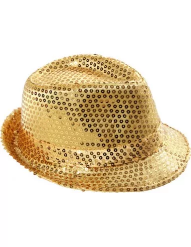 Chapeau Trilby avec LED clignotants or