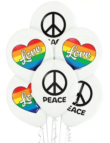 6 Ballons Ø 30cm Love n Peace