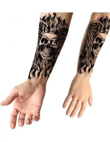 Schwarzes Fake-Tattoo Totenkopf 30cm