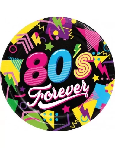 6 Pappteller 23cm -80's Forever-