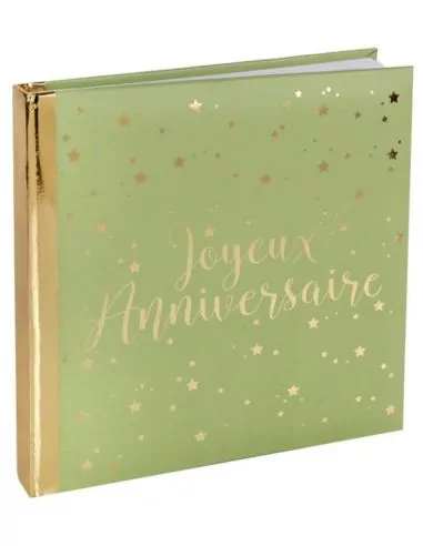 Livre d'or -Joyeux Anniversaire- doré vert