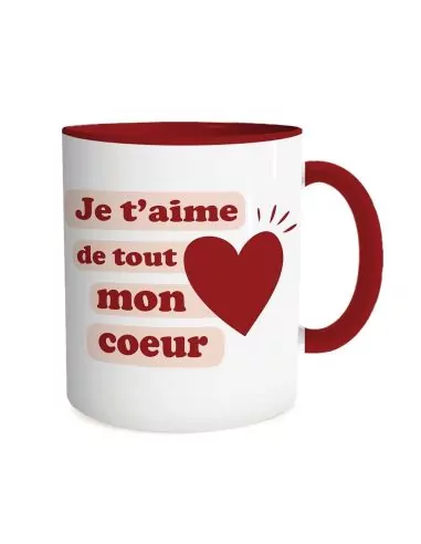 Mug -Je t'aime de tout mon coeur- 9.5cm