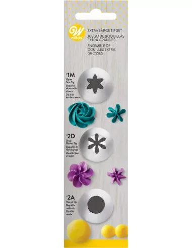 Wilton Decorating Tip Set Extra Large 1M, 2D, 2A