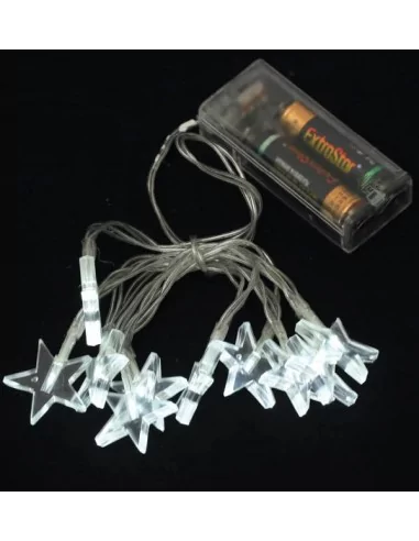 Girlande 10 LED-Sterne weiss 100cm auf Batterien