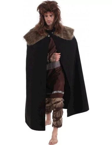 Cape Viking noir avec Fourrure luxe