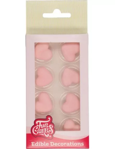 FunCakes Décors en Sucre Coeur rose Set/8