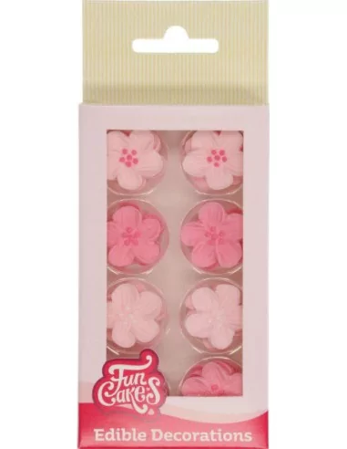 FunCakes Décorations en sucre Mélange de fleurs rose Set/24