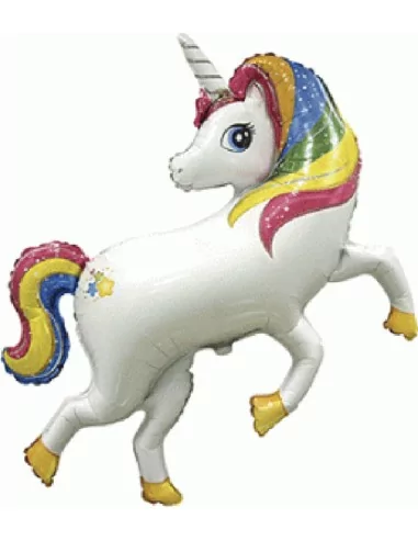 Ballon alu figurine 85cm Licorne Arc-en-Ciel