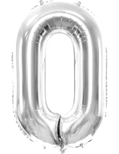 Grosser Zahlenballon ECO 86cm Silber -0-