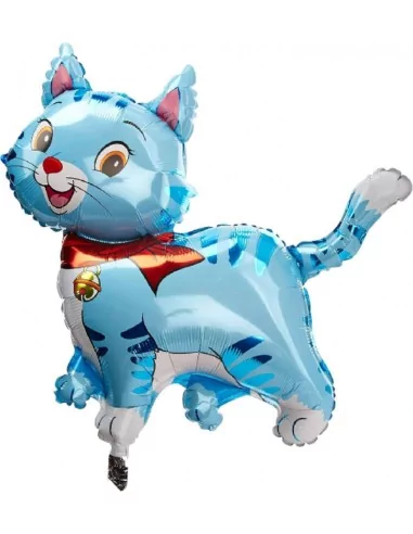 Ballon alu figurine 70cm Chat mignon bleu