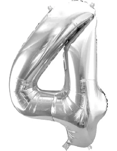 Grosser Zahlenballon ECO 86cm Silber -4-