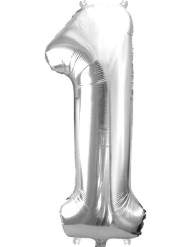 Grosser Zahlenballon ECO 86cm Silber -1-