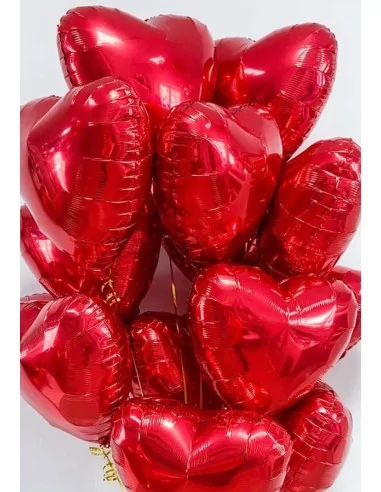 25 Ballons alu Coeur 38cm rouge