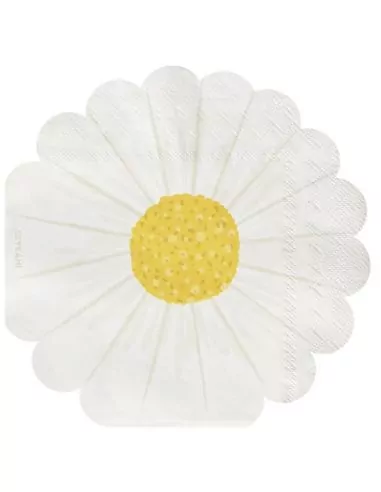 20 Serviettes 33cm Forme de Fleur Marguerite